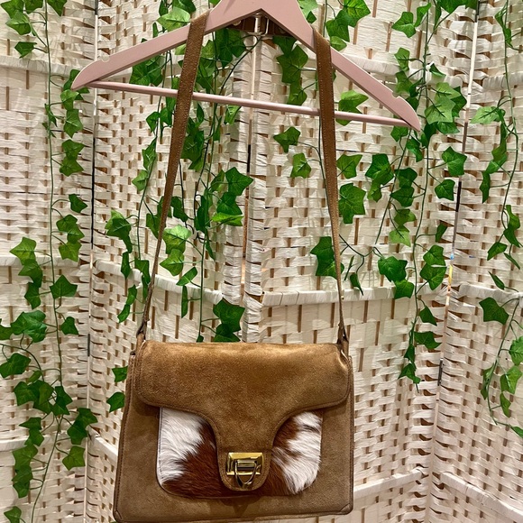 vintage handbags 1970s Genuine Suede And Cowhide. Bohemian/ Hippy - Picture 3 of 10